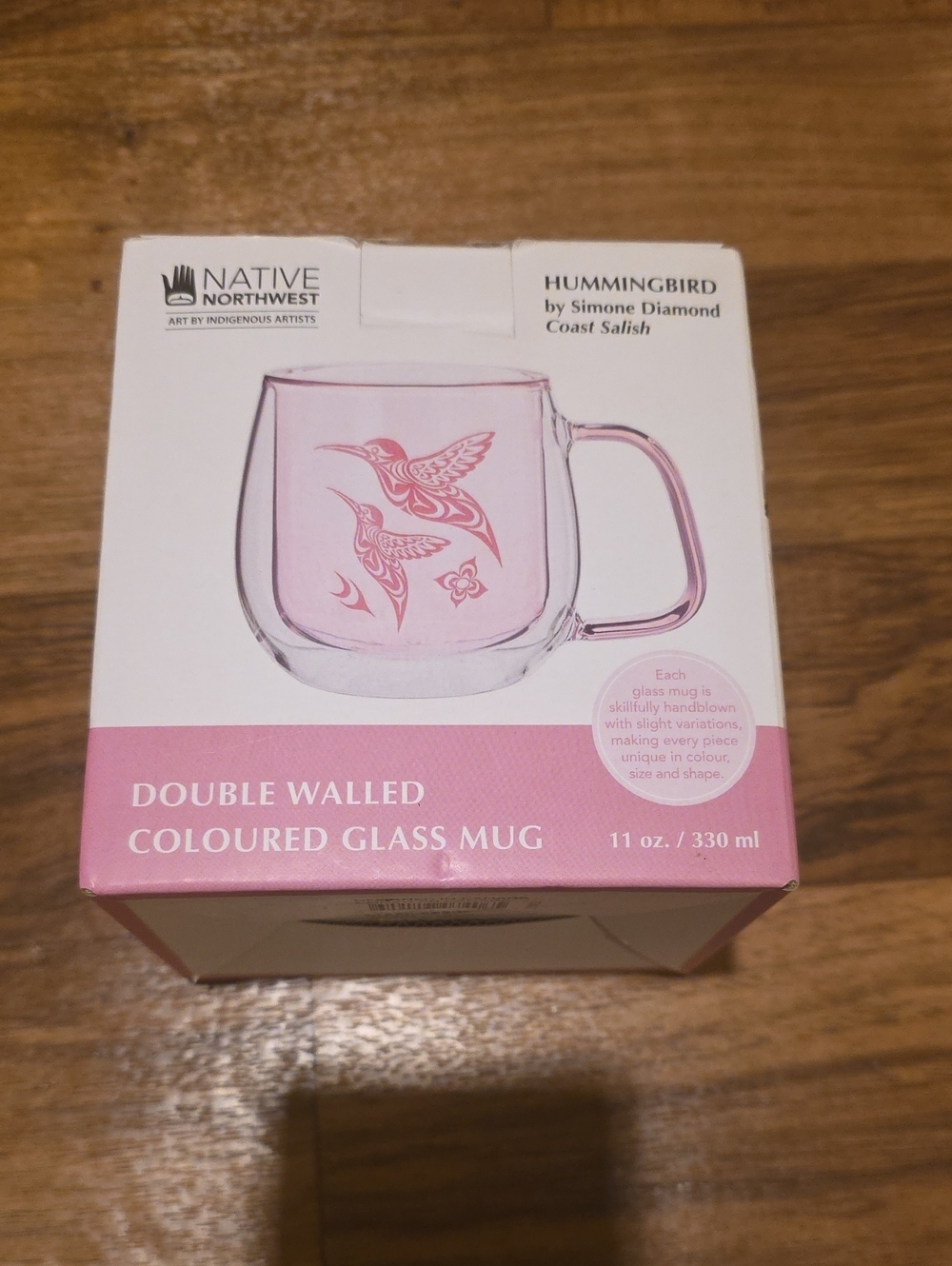 Native Double Walled Coloured Glass Mug - Pink